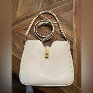 Celine Camille 16 soft leather Chic Cream Shoulder Bag with Gold Accents